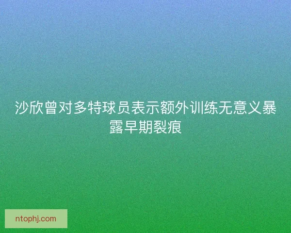 沙欣曾对多特球员表示额外训练无意义暴露早期裂痕