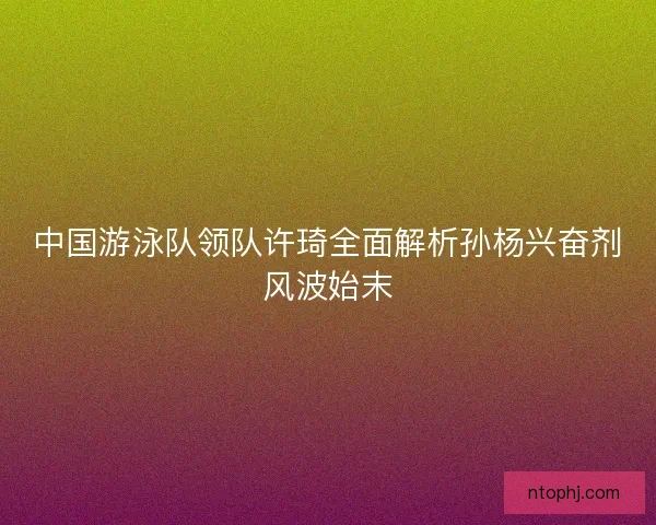 中国游泳队领队许琦全面解析孙杨兴奋剂风波始末 中国游泳队领队许琦全面解析孙杨兴奋剂风波始末